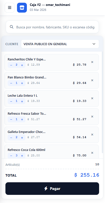 KanriZip Punto de Venta en celular