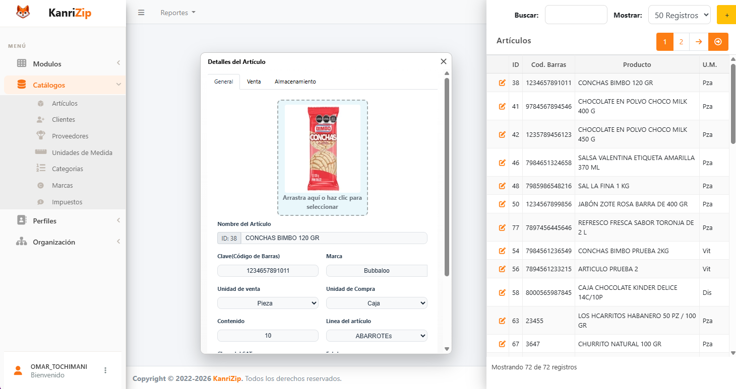 KanriZip Dashboard - Panel de gestión empresarial